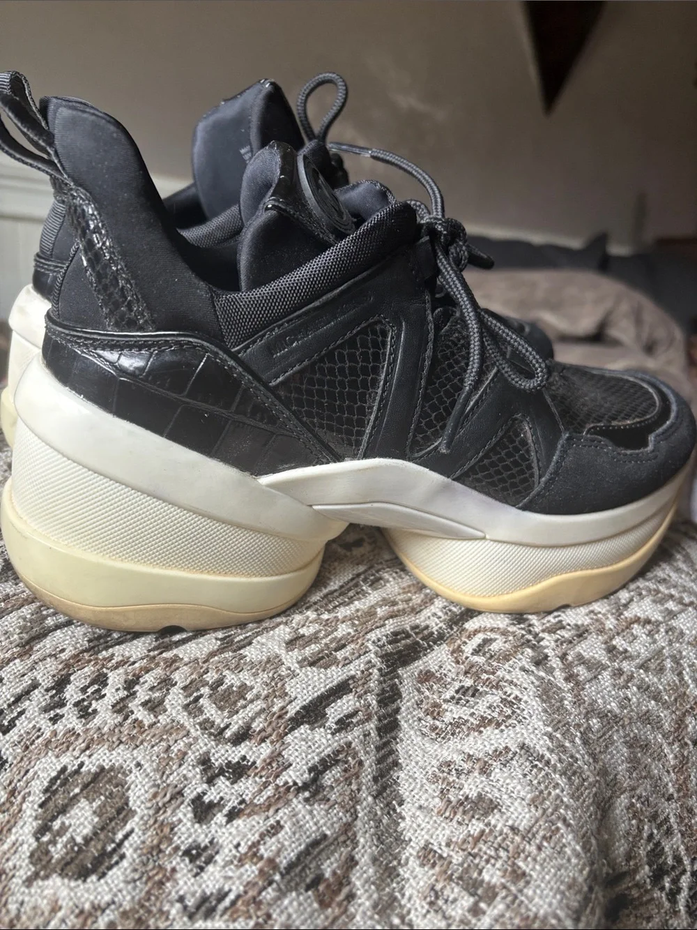 Michael Kors Black Athletic Sneakers with Cream Soles